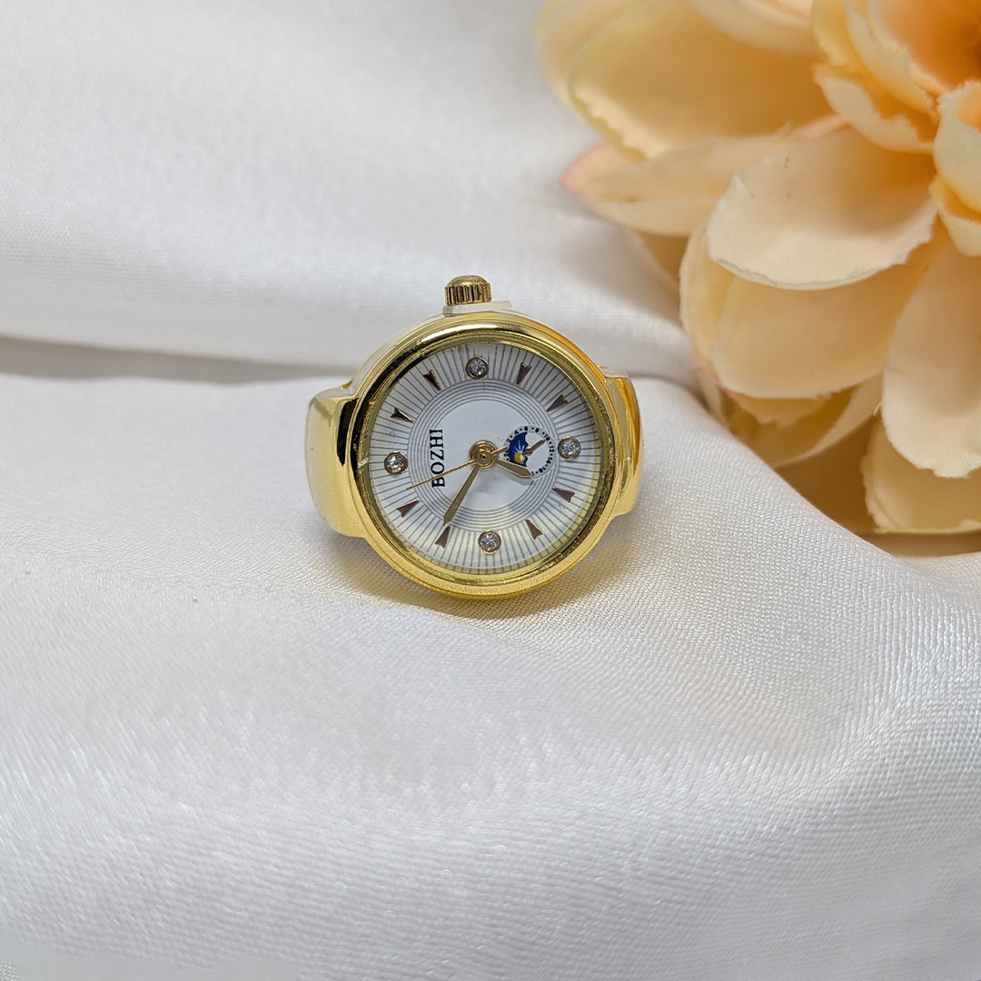 Anti Tarnish Round Stone Dial Finger Watch for Men & Women