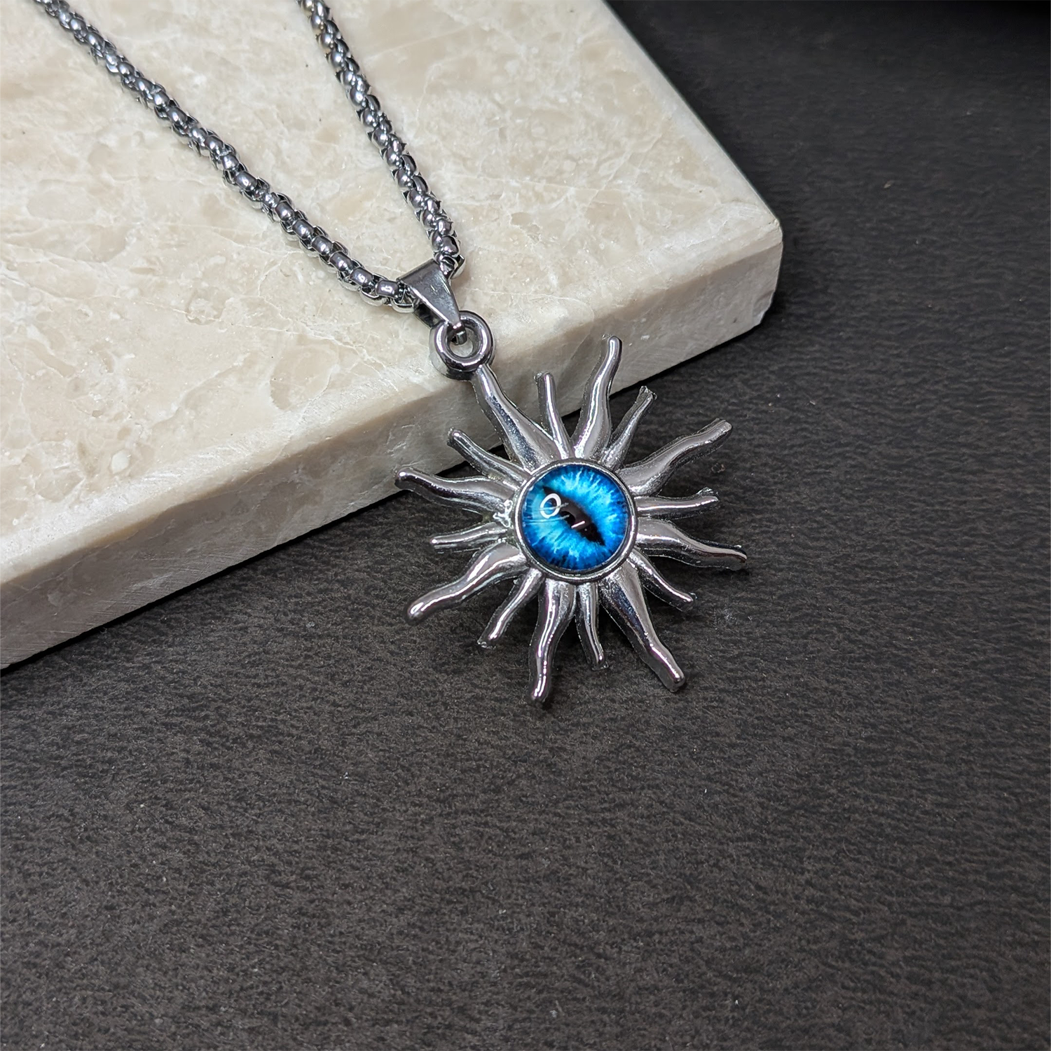Sun Flames Dragon Blue Eye Pendant for Men & Boys