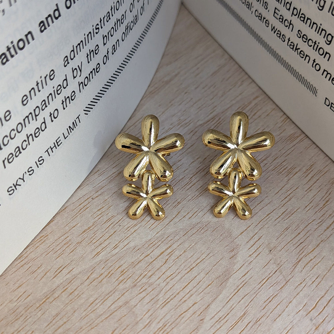 Bloom Petal Drop Gold Stud Earrings For Girls & Women (Anti-Tarnish)