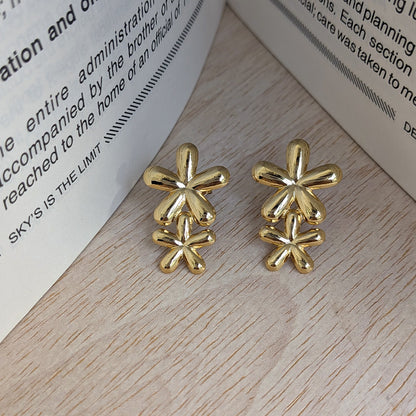 Bloom Petal Drop Gold Stud Earrings For Girls & Women (Anti-Tarnish)