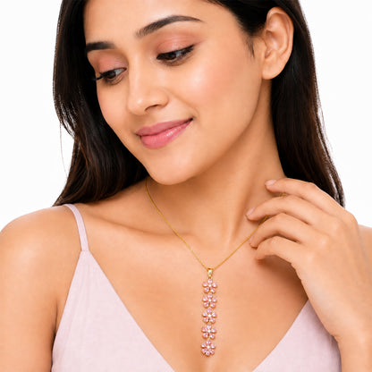 Vertical Cascade Of Five Vibrant CZ floral Pendant For Girls & Women's