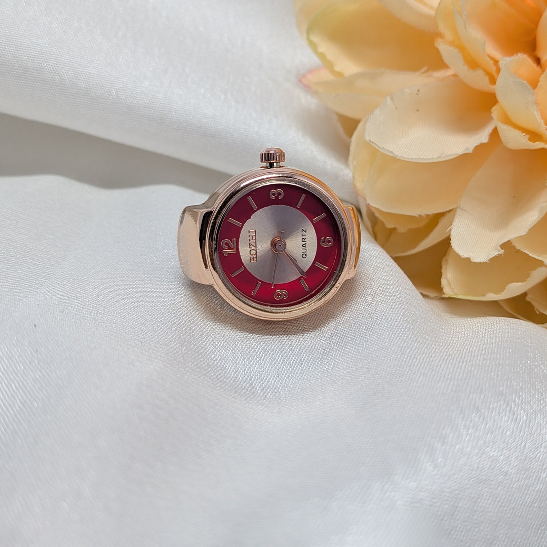 Rose Gold Stretchy Finger Ring Watch for Men & Women