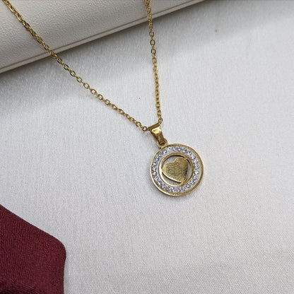 18K Gold Finish Heart Cut Pendant with AD Stone for Girls & Women