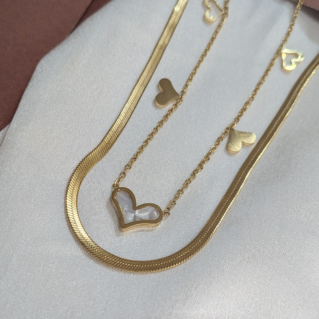 Gold Finish Double Layer Heart Pendant For Girls & Women