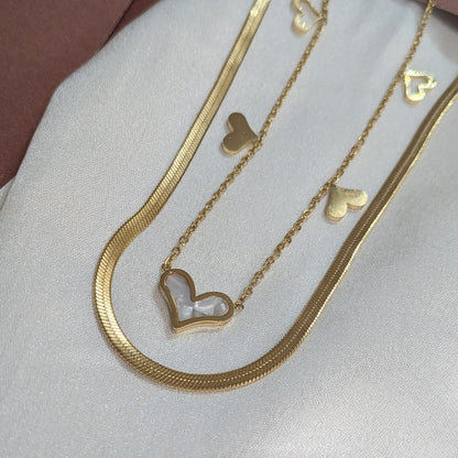 Gold Finish Double Layer Heart Pendant For Girls & Women