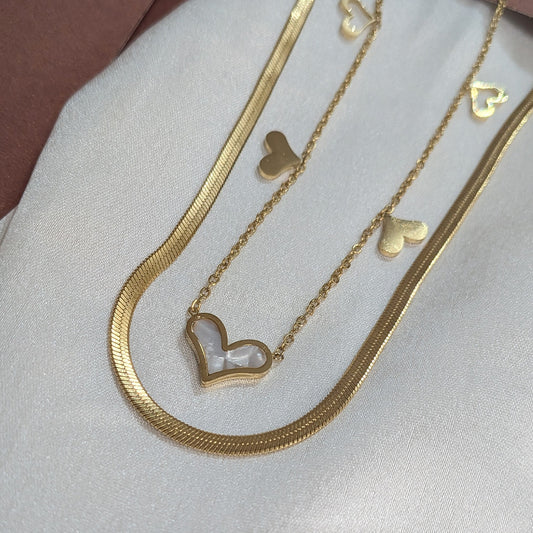 Gold Finish Double Layer Heart Pendant For Girls & Women