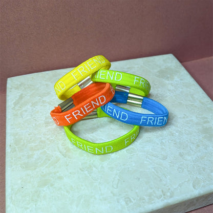 5pcs Colorful Friendship Day Silicone Rubber Bands with Printed Messages