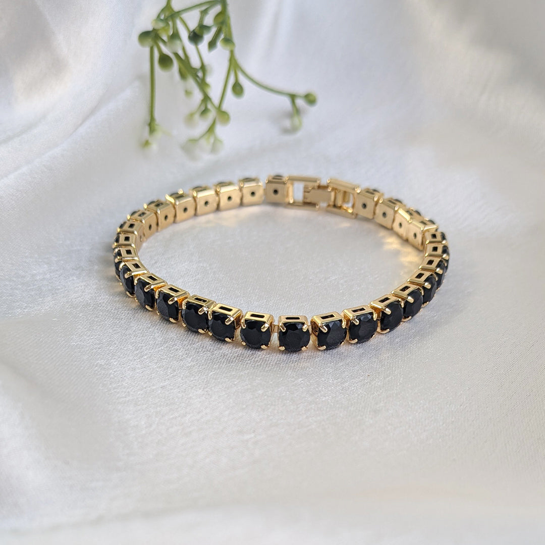 Mystique Black Stainless Steel Tennis Bracelet