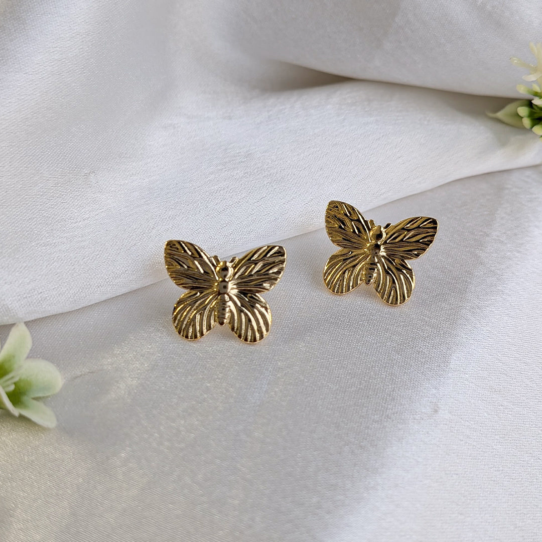 Gold Tone Butterfly Earrings For Girls & Women (Anti-Tarnish)