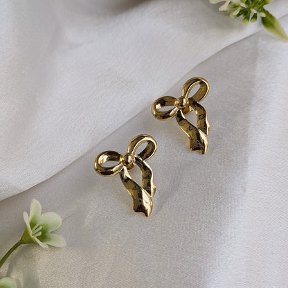 Gold Plated Gilded Grace Bow Earrings For Girls & Women (Anti-Tarnish)