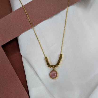 Gold Plated Geometric Beads & Stone Pendant for Women