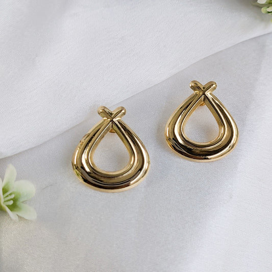 Gold Tone Teardrop Statement Earrings For Girls & Women (Anti-Tarnish)