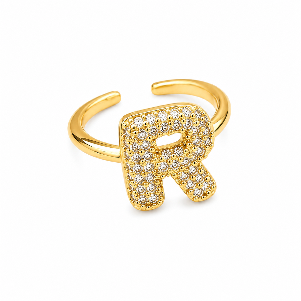 Sparkling Alphabet Letters CZ Stones Rings For Girls & Women's