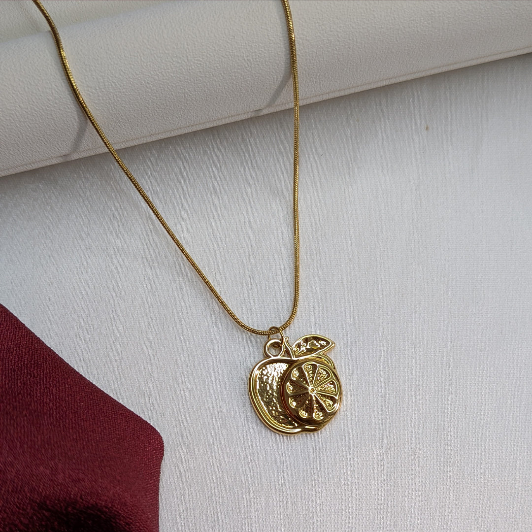 18K Gold Finish Cute Apple Design Pendant for Girls & Women (Anti Tarnish)
