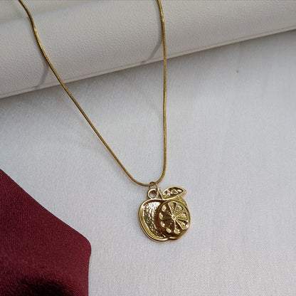 18K Gold Finish Cute Apple Design Pendant for Girls & Women (Anti Tarnish)