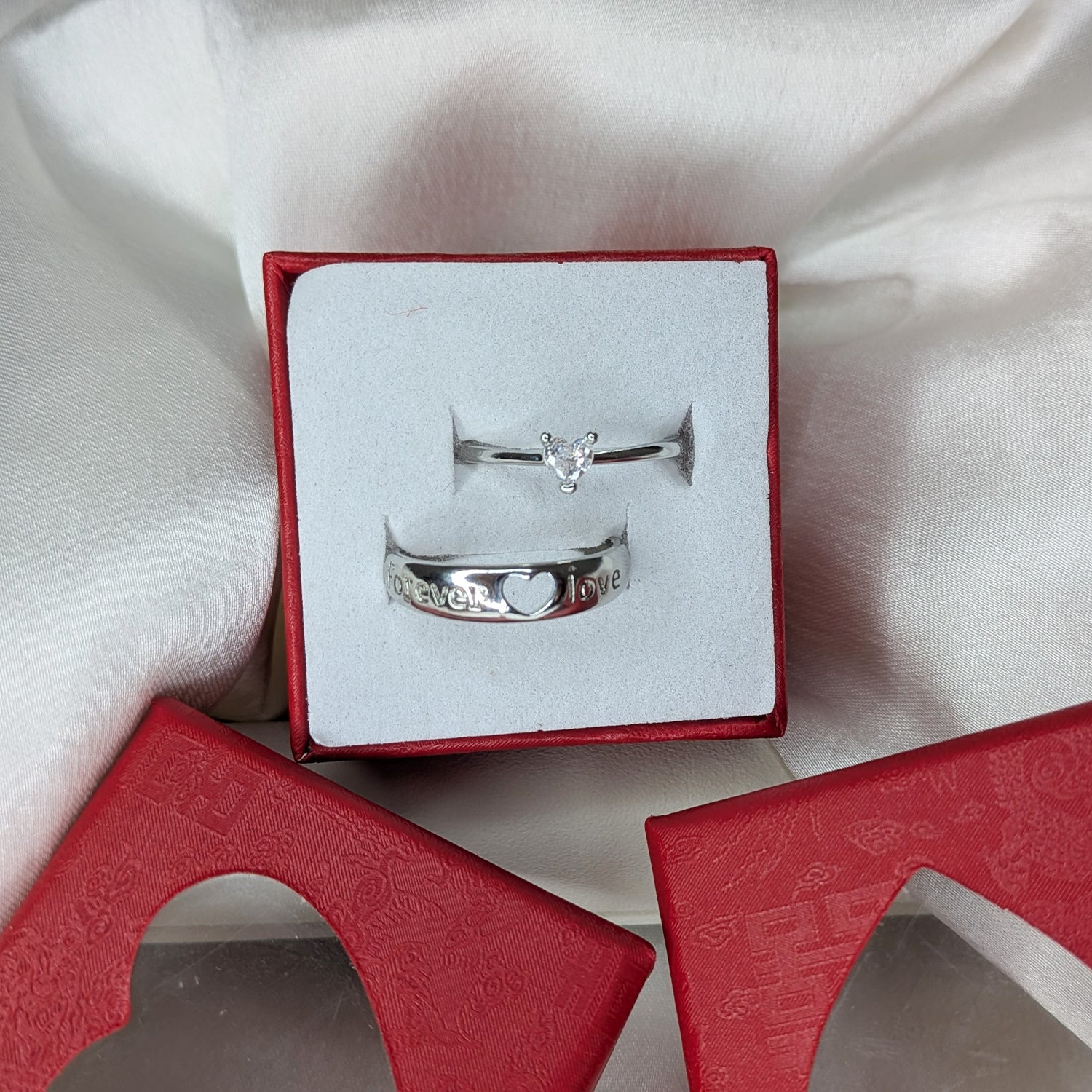 Elegant Forever Love Heart Design Couple Ring Set