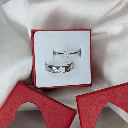 Elegant Forever Love Heart Design Couple Ring Set
