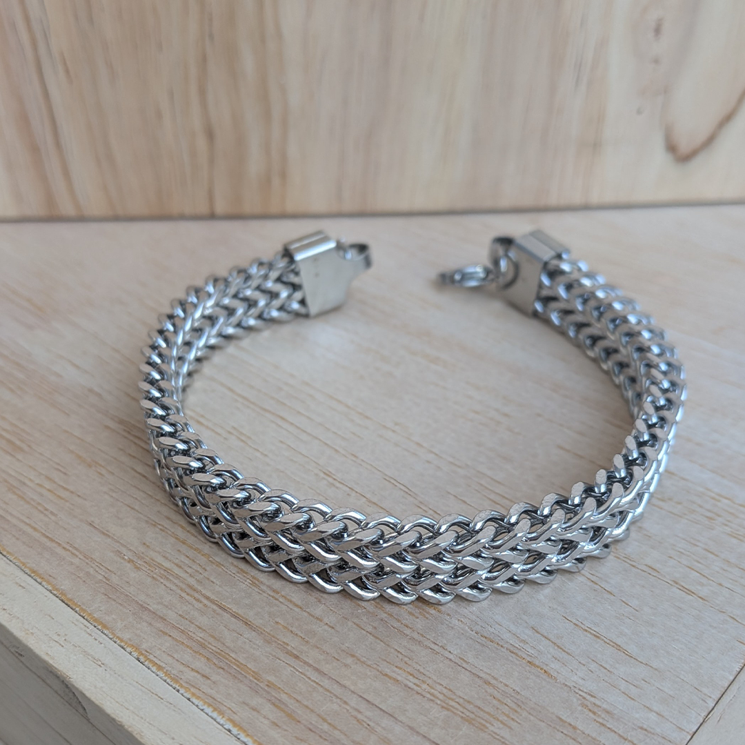 Classic Stainless Steel Woven Chain Bracelet For Men