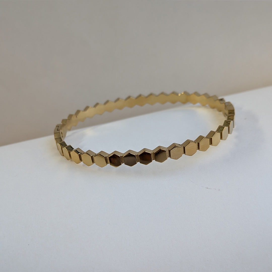 Gold Plated Hexagon Geometric Bracelet For Girls & Women