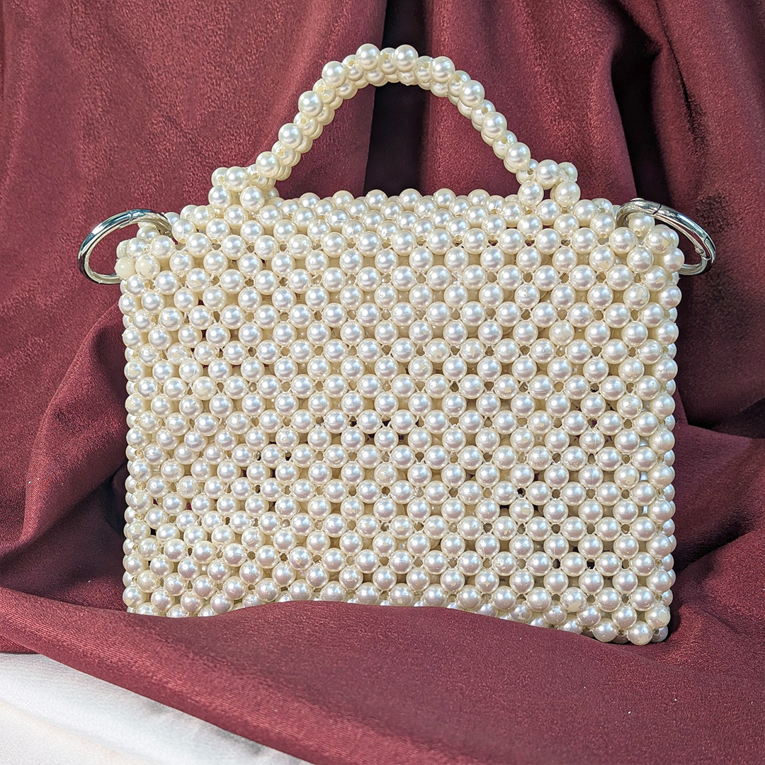 Elegant Pearl-Embellished Women's Handbag