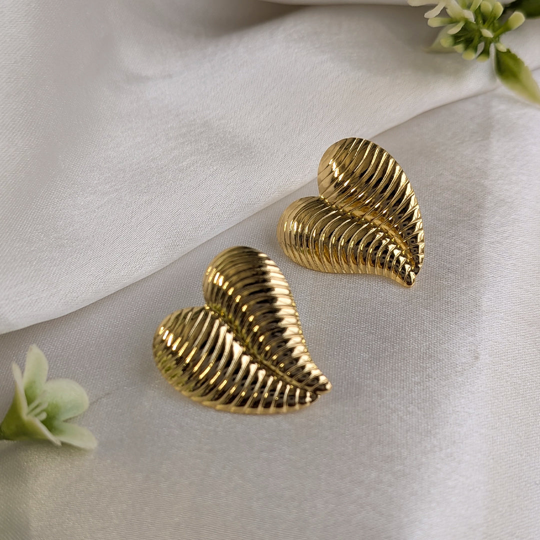 Gold Plated Heart Gleam Stud Earrings For Girls & Women (Anti-Tarnish)