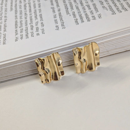 Gold Plated Abstract Wavy Gold Stud Earrings For Girls & Women (Anti Tarnish)