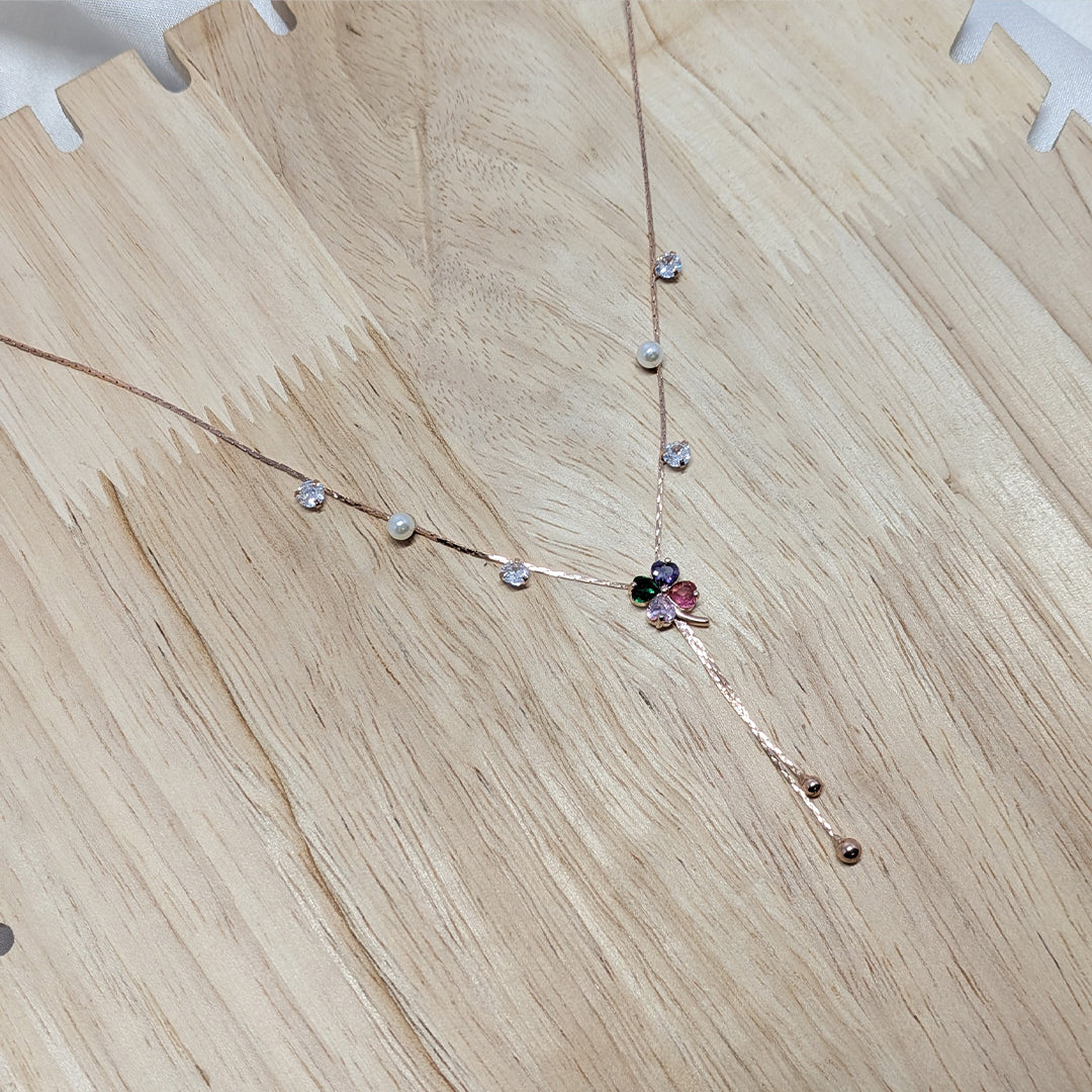 Rose Gold Rainbow BlossomNecklace (Anti Tarnish)