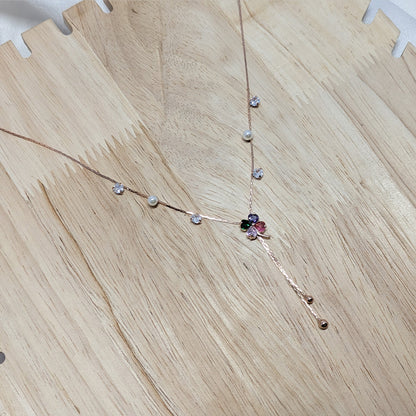 Rose Gold Rainbow BlossomNecklace (Anti Tarnish)