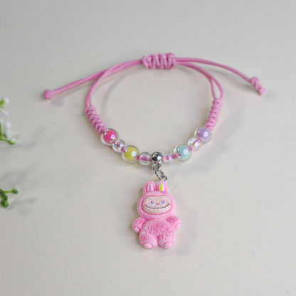 Labubu Bunny Kids Beaded Bracelet with Adjustable Strap