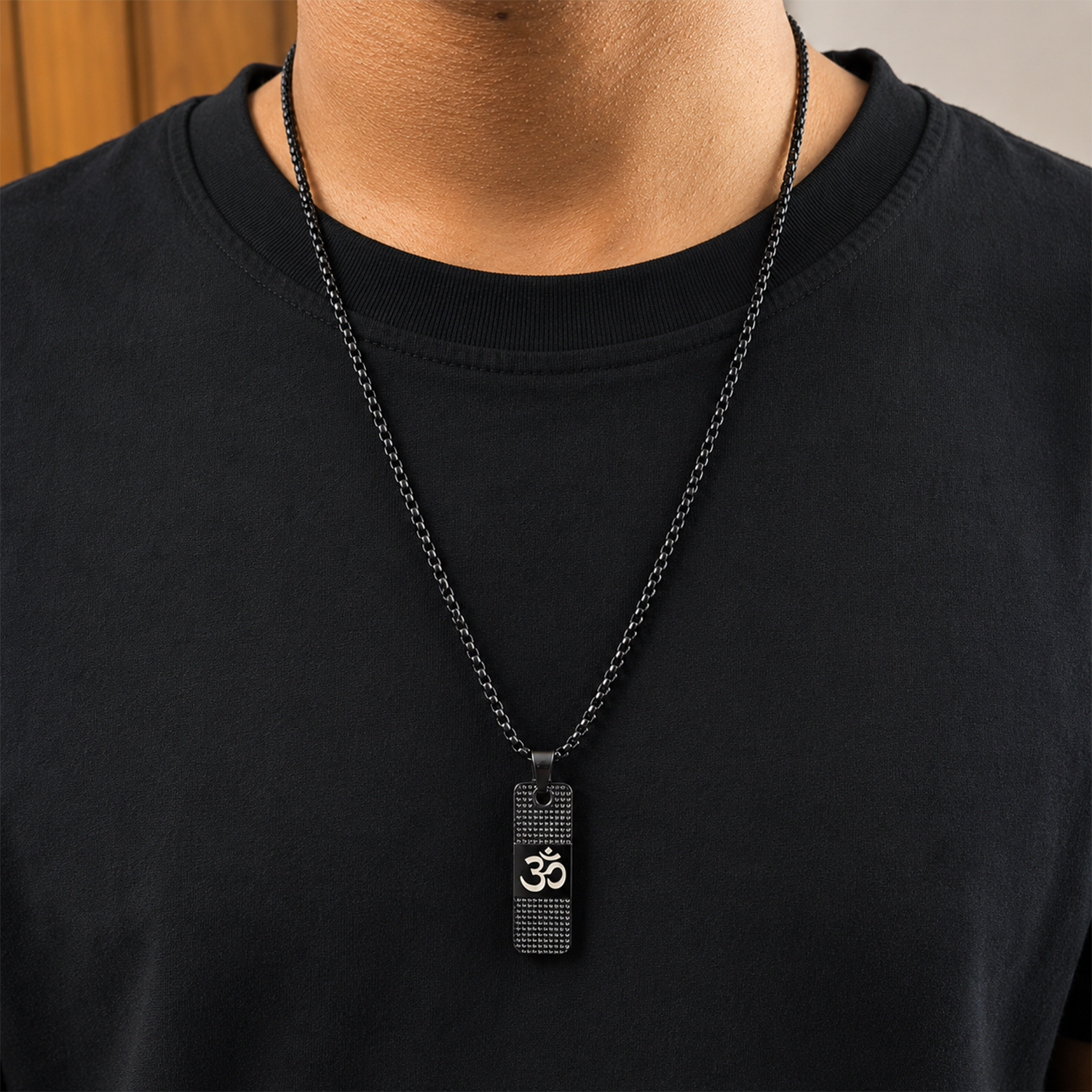 Classic Spiritual Om Pendant With Dotted Chain for Men's & Boys