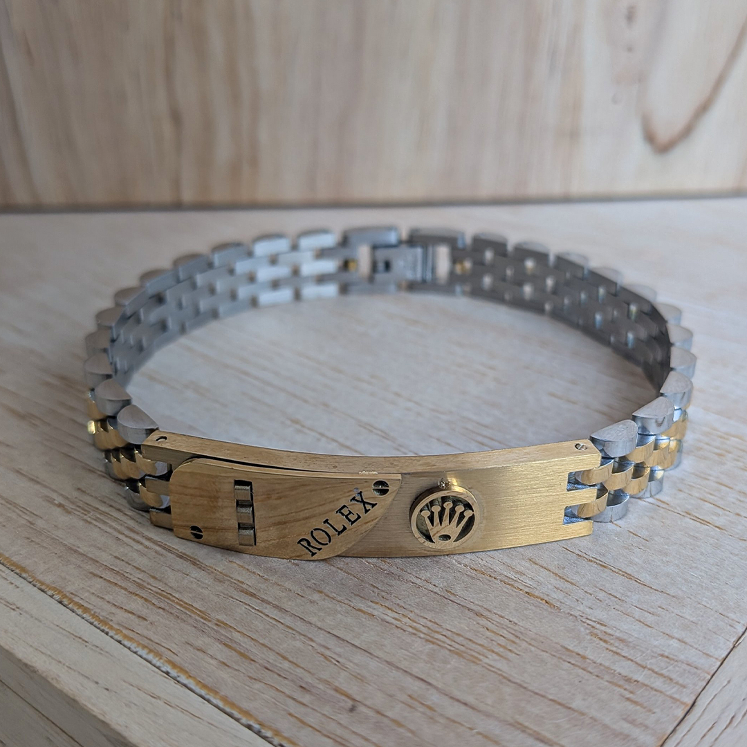 Rolex Brand Inspired CrownLink Stainless Steel Bracelet With Clasp For Men