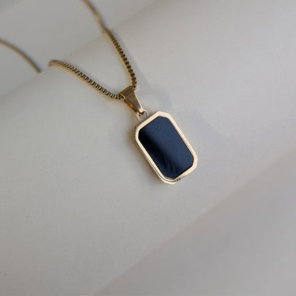 Reversible Gold Plated Dual Sided Black & White Enamel Pendant Necklace For Girls & Women