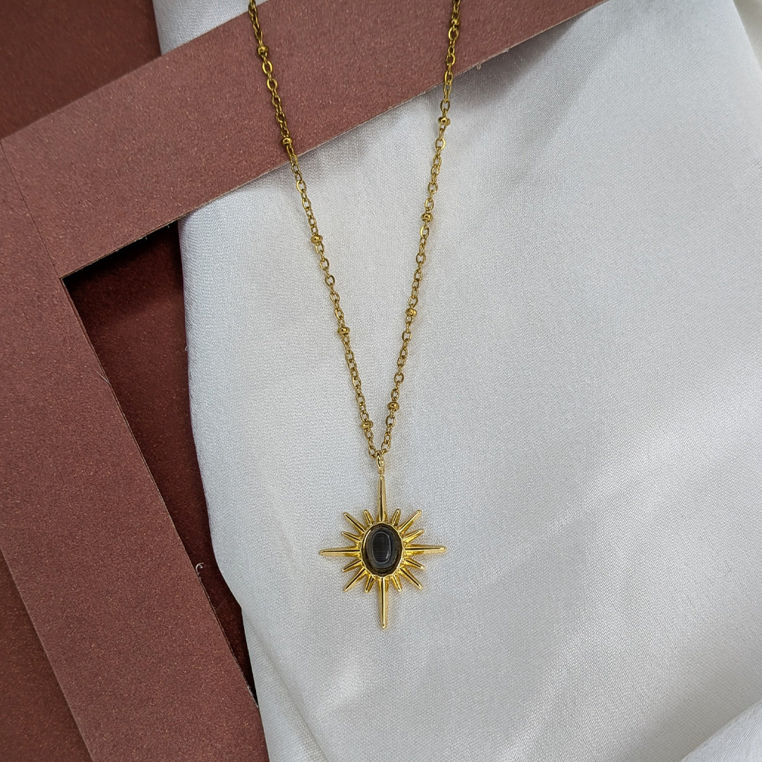 Gold Plated Radiant Sunburst Pendant for Women