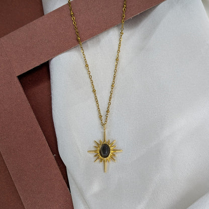 Gold Plated Radiant Sunburst Pendant for Women