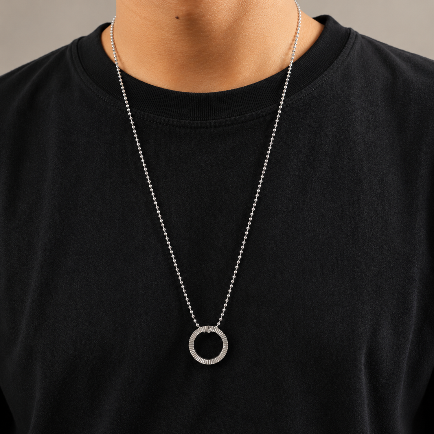 Stylish Fusion Ring Pendant With Beaded Chain for Men & Boys