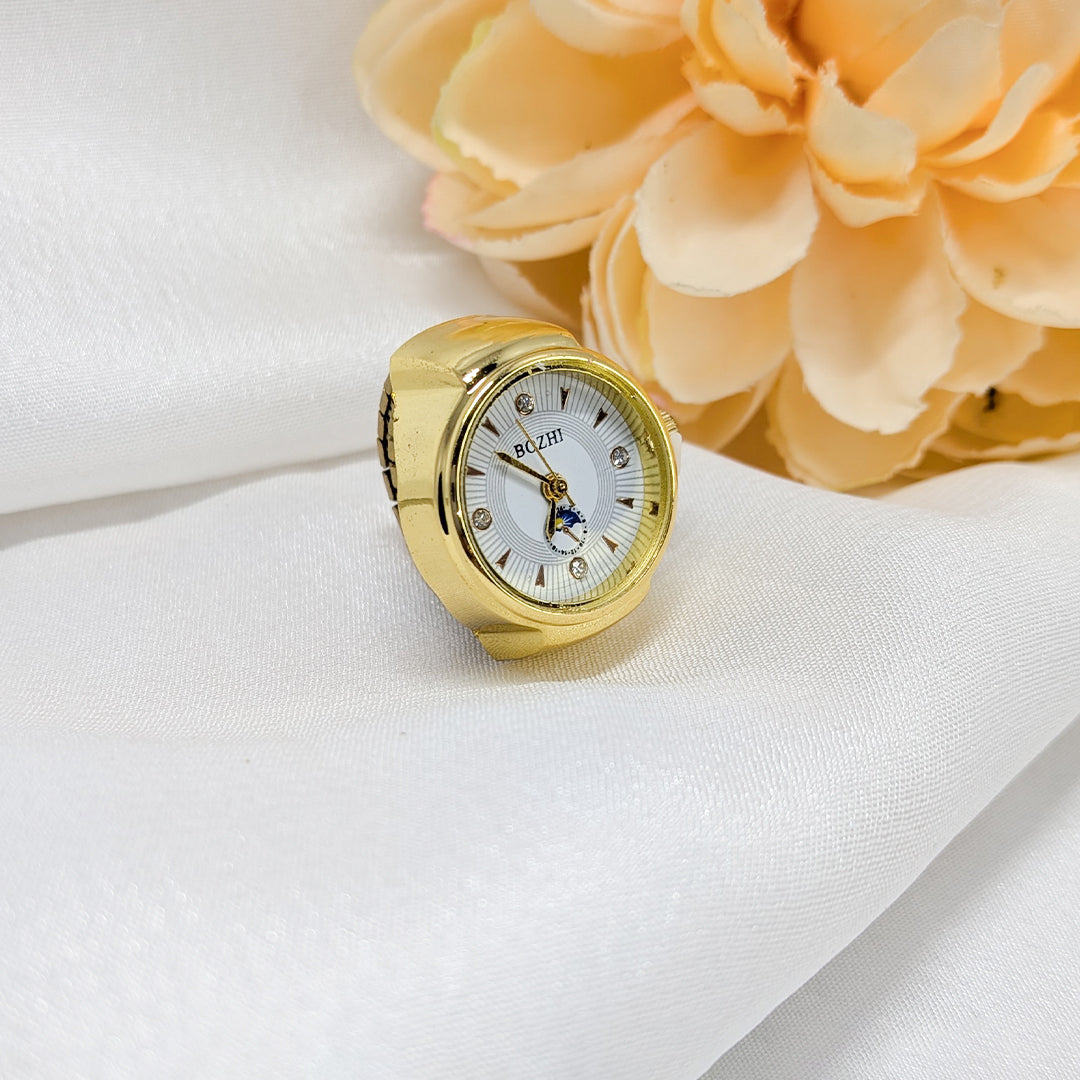 Anti Tarnish Round Stone Dial Finger Watch for Men & Women