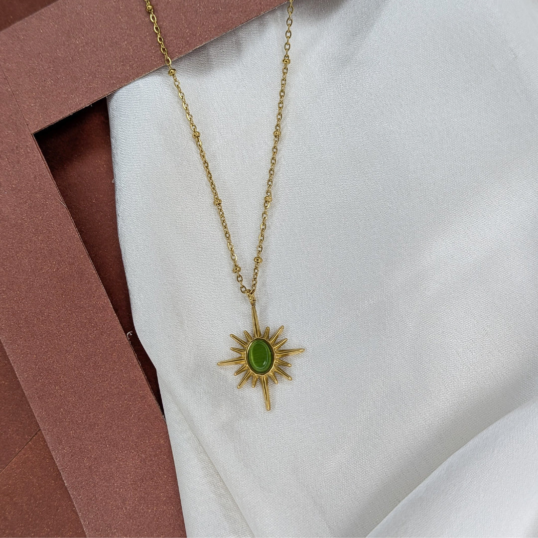 Gold Plated Radiant Sunburst Pendant for Women