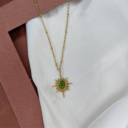 Gold Plated Radiant Sunburst Pendant for Women