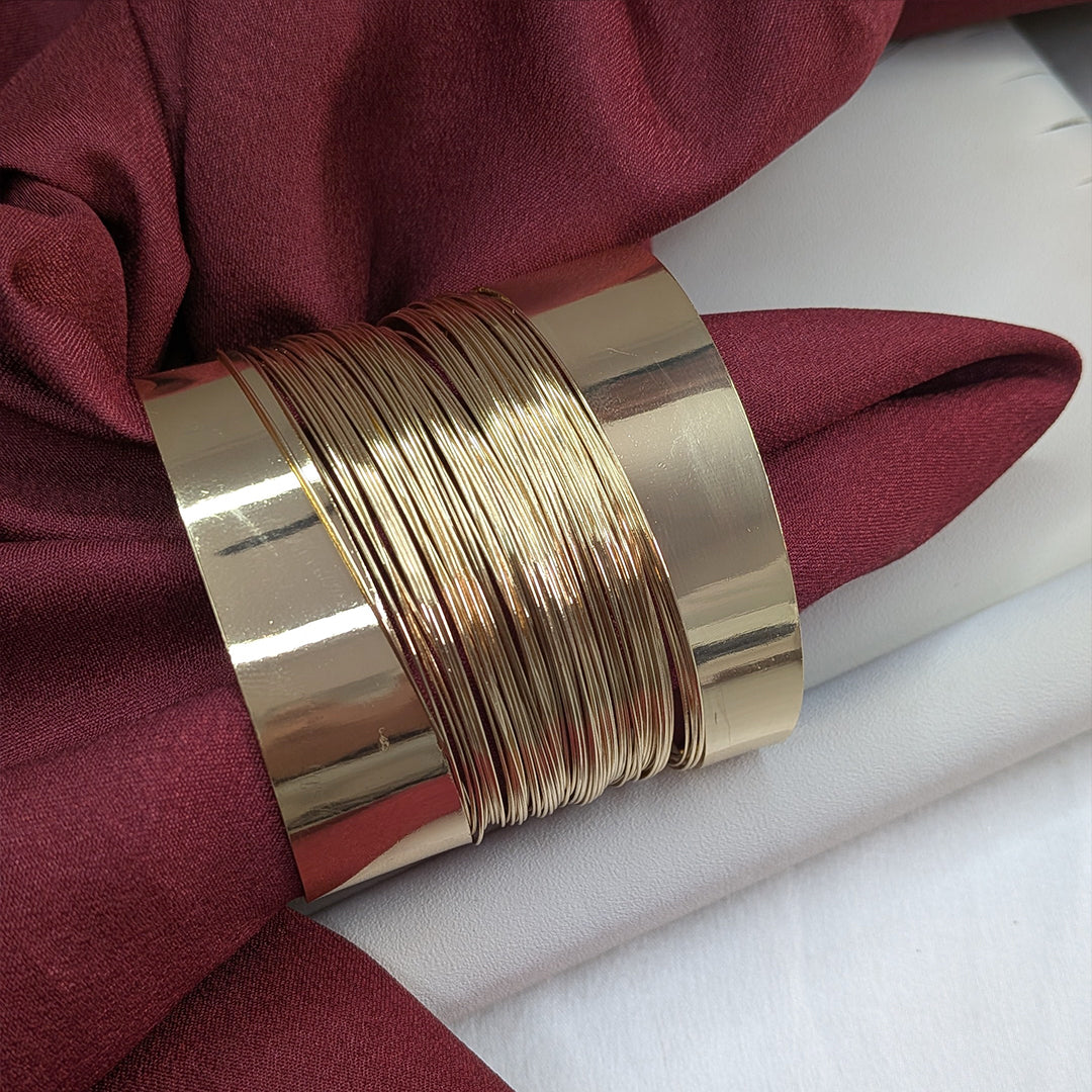 18K Gold Finish Multi-layer Cuff Bracelet for Girls & Women