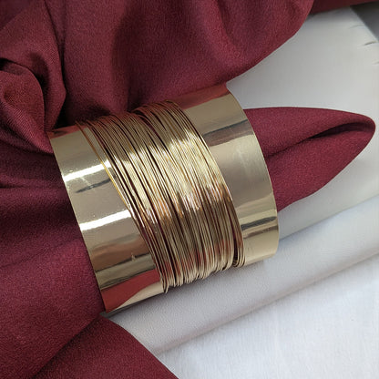 18K Gold Finish Multi-layer Cuff Bracelet for Girls & Women