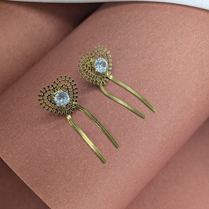 Gold Plated Filigree Heart Crystal Pendant & Earring Set for Women