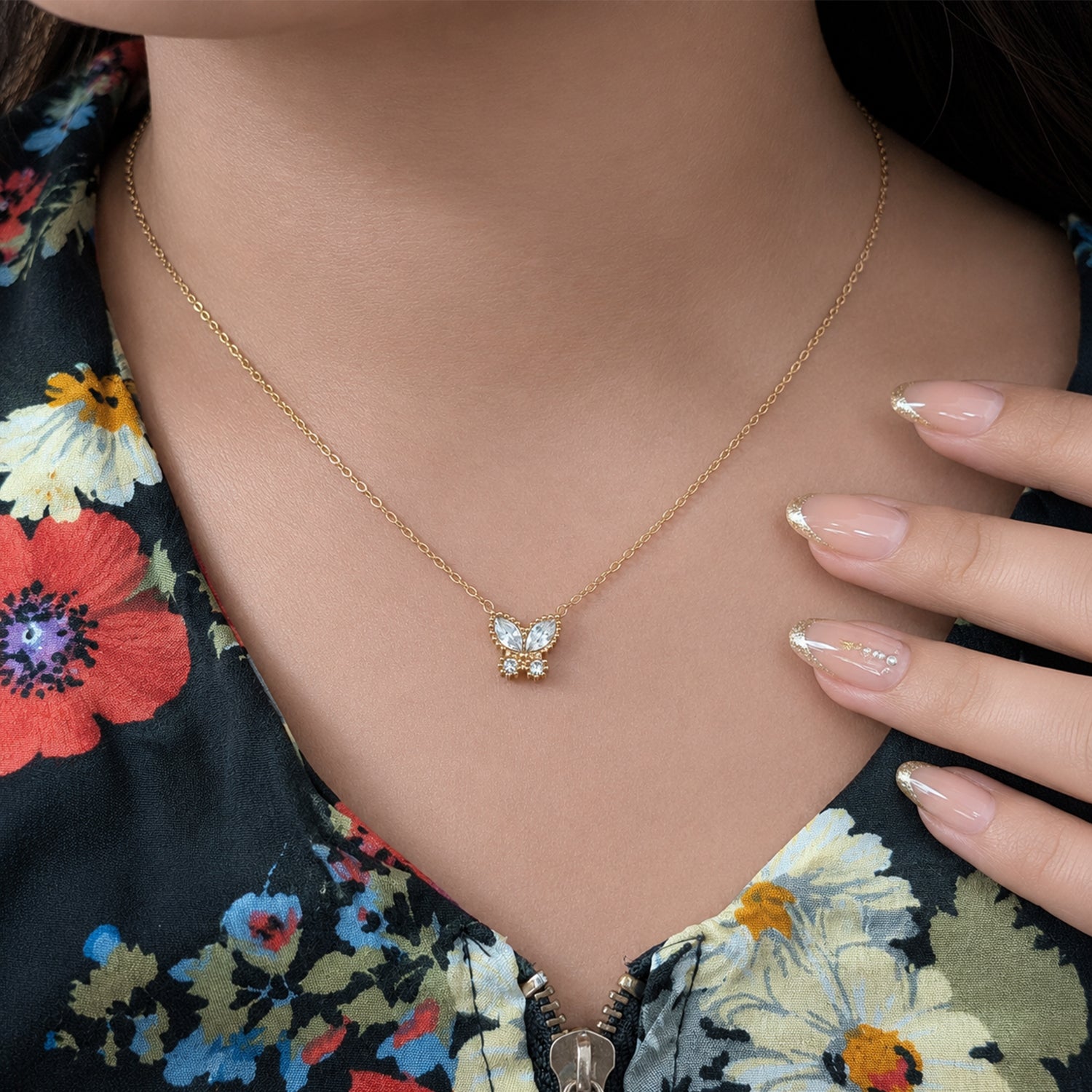Sparkling Butterfly AD Zircon Stone Pendant for Girls & Women