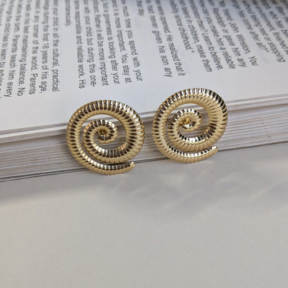 Golden Swirl Textured Stud Earrings For Girls & Women (Anti Tarnish)