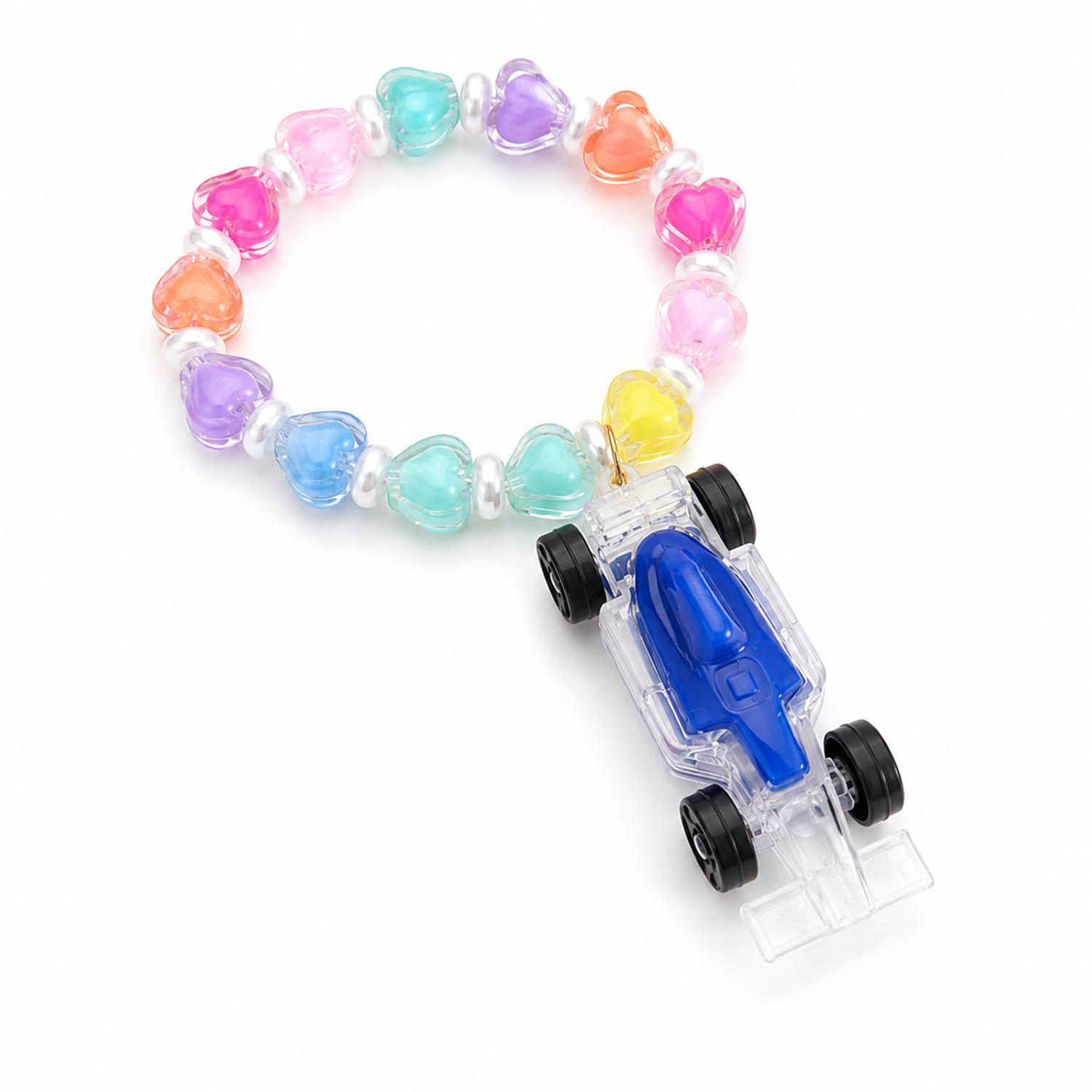 Cute Racing Car Charm Beaded Bracelet for Girls
