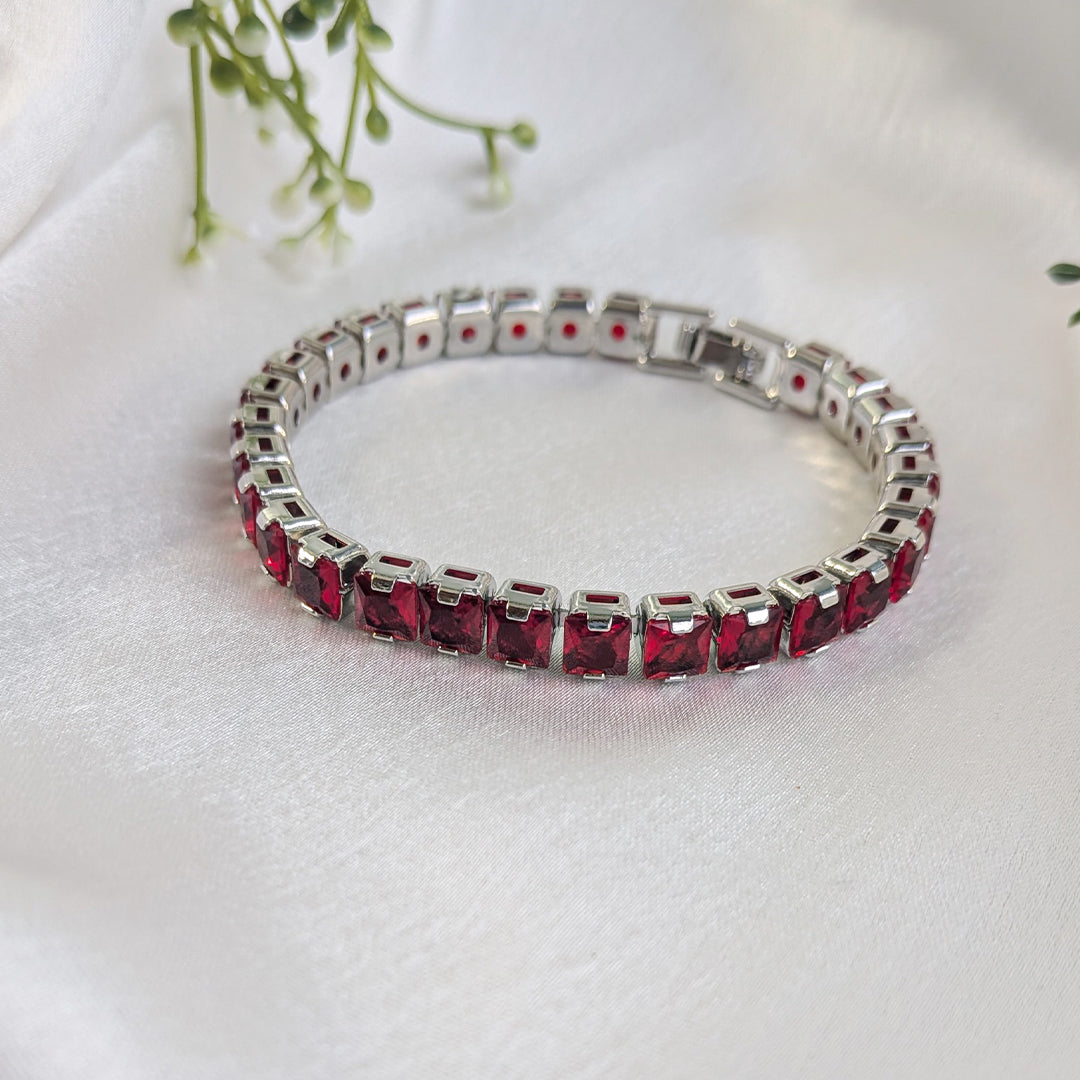 Ruby Mist Stainless Steel Tennis Bracelet