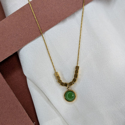 Gold Plated Geometric Beads & Stone Pendant for Women