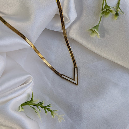 Gold Plated V-Cut Enamel Accent Pendant For Girls & Women