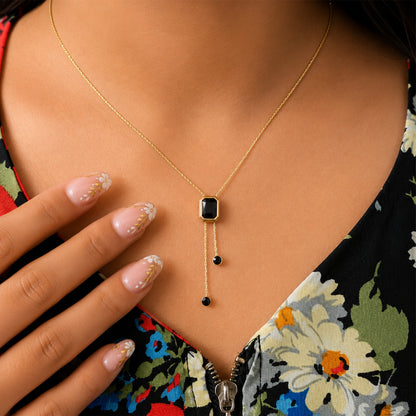 Sophisticated Black Crystal Double Strand Pendant For Girls & women