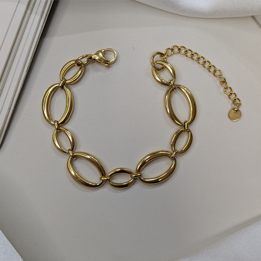 Gold Plated Classic Round Mesh Designer Chain Bracelet For Girls & Women (Anti-Tarnish)