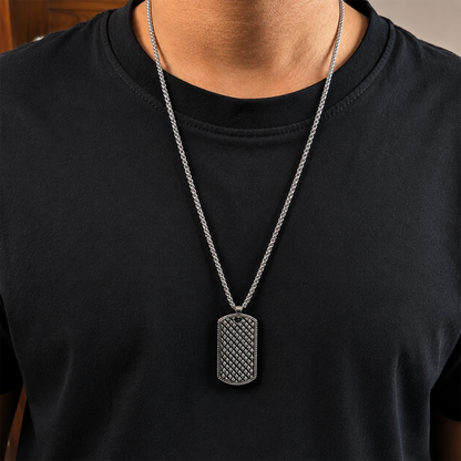 Classic Textured Diamond Grid Pattern Pendant for Men & Boys